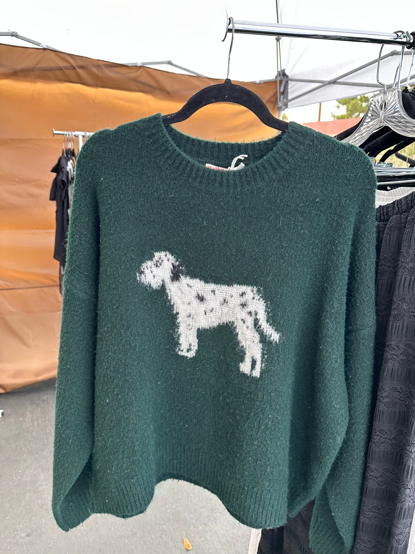 Forest Green Dalmatian Knit Sweater