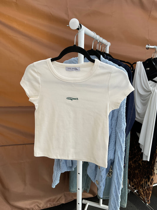 Sardine Embroidered Baby Tee