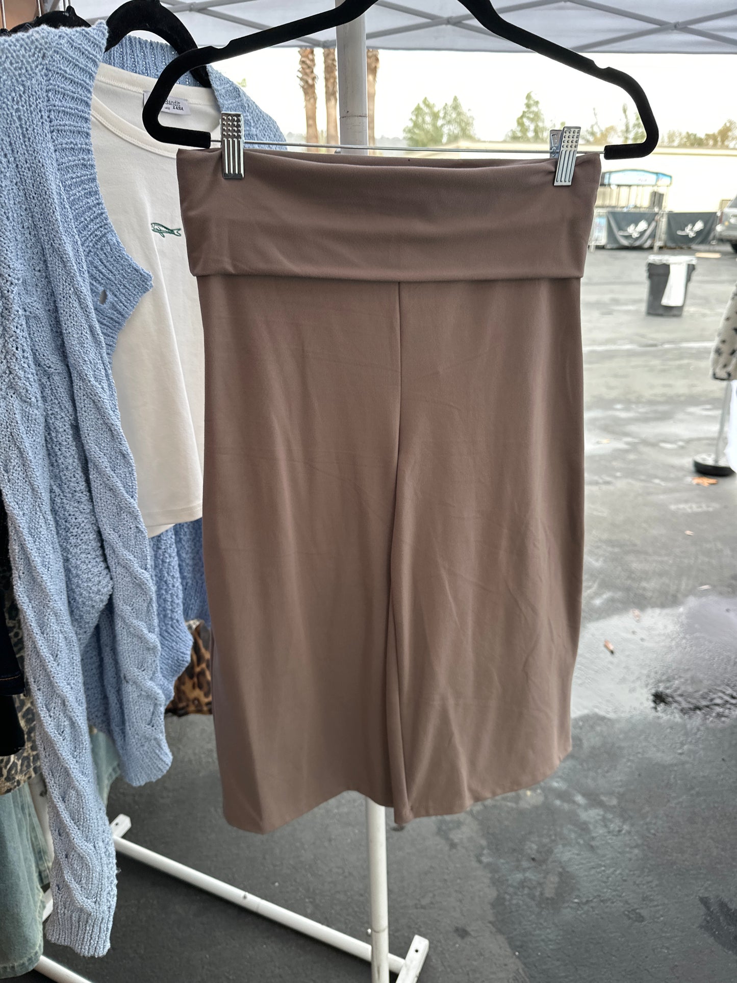 Off Mocha Foldover Flare Pants