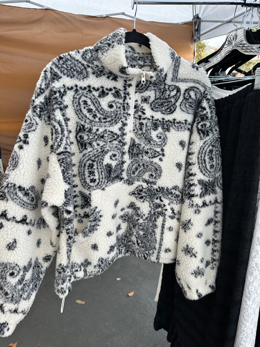 Bandana Print Fleece Quarter-Zip Pullover