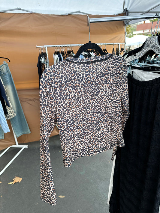 Leopard Print Lace Trim Cardigan