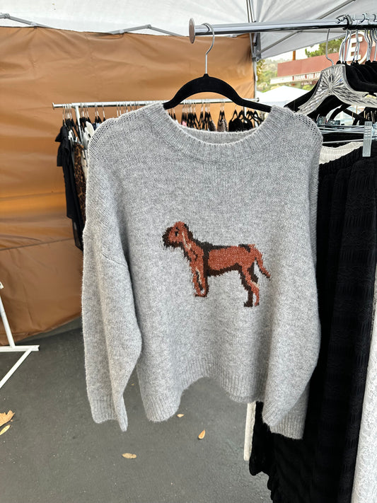 Heather Grey Hound Knit Sweater